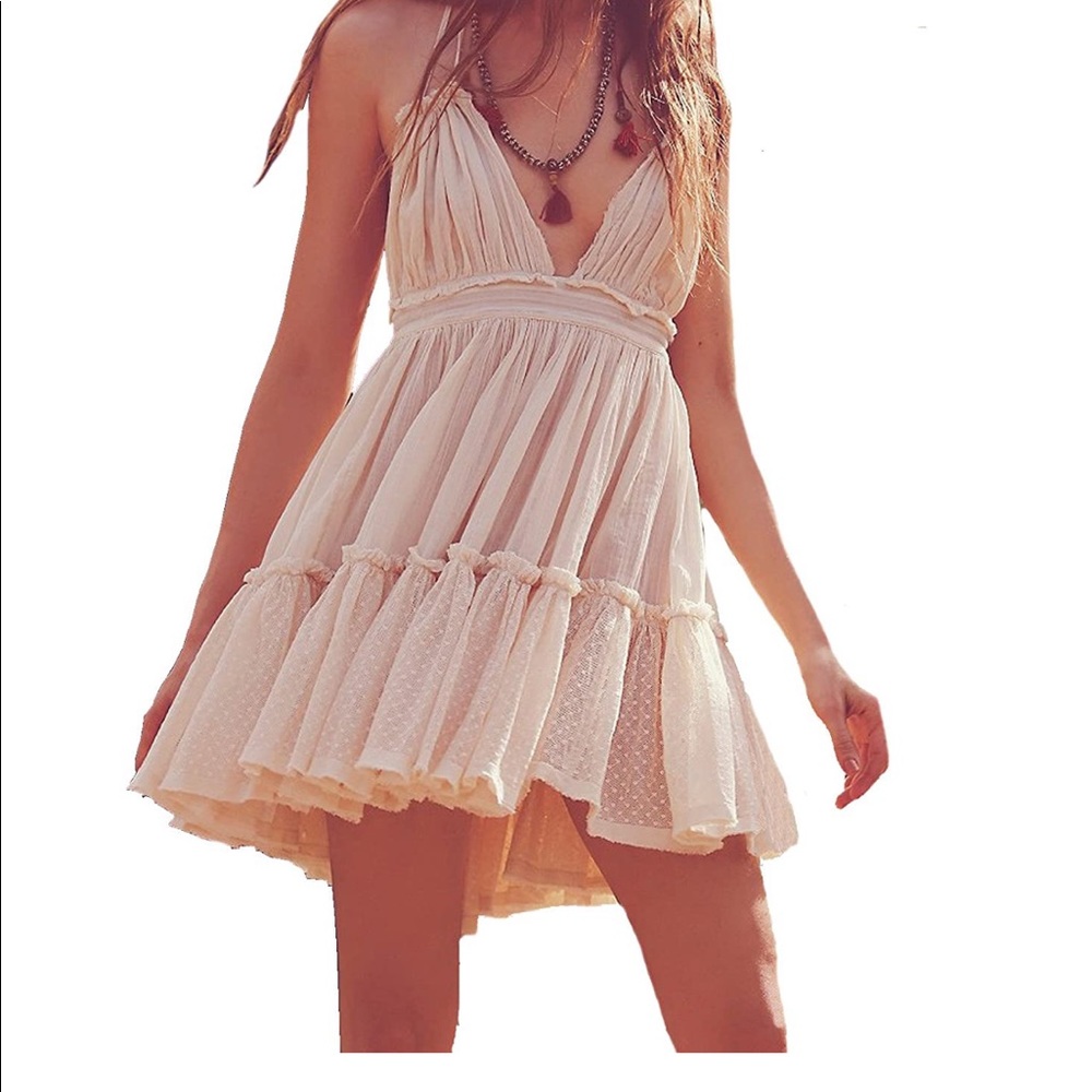 Cream boho dress. Great for summer and concerts.